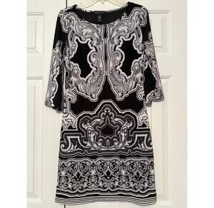 Women's International Concepts Black & White Printed Dress, Size S